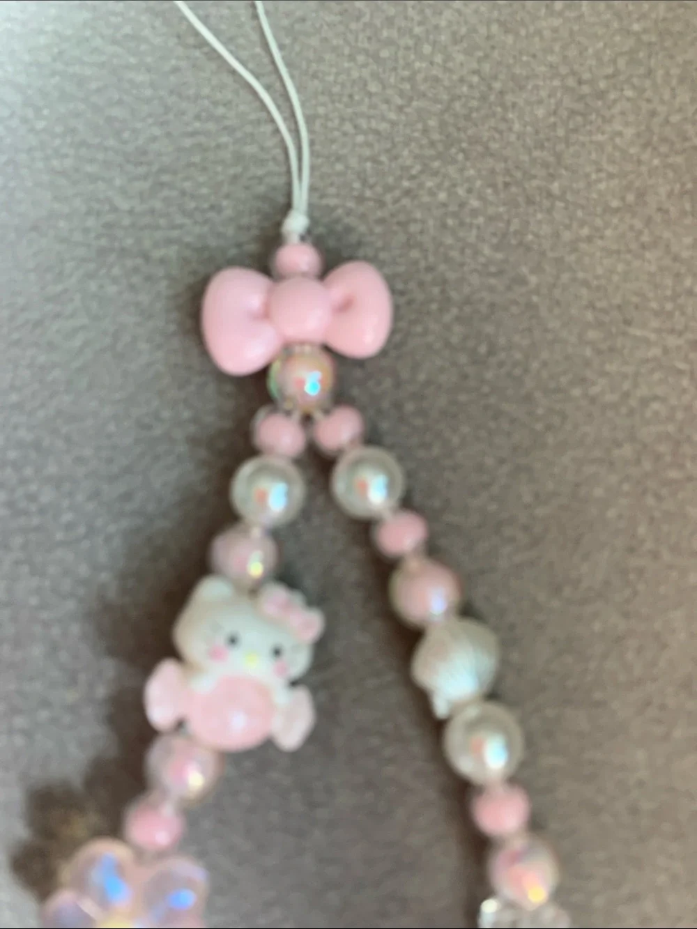 Pink Kitty Beaded Charm Phone Strap